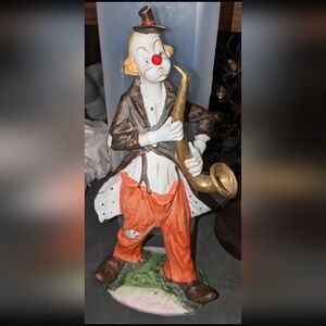 Saxophone Playing Clown Figurine - Vintage - Good Used Condition!